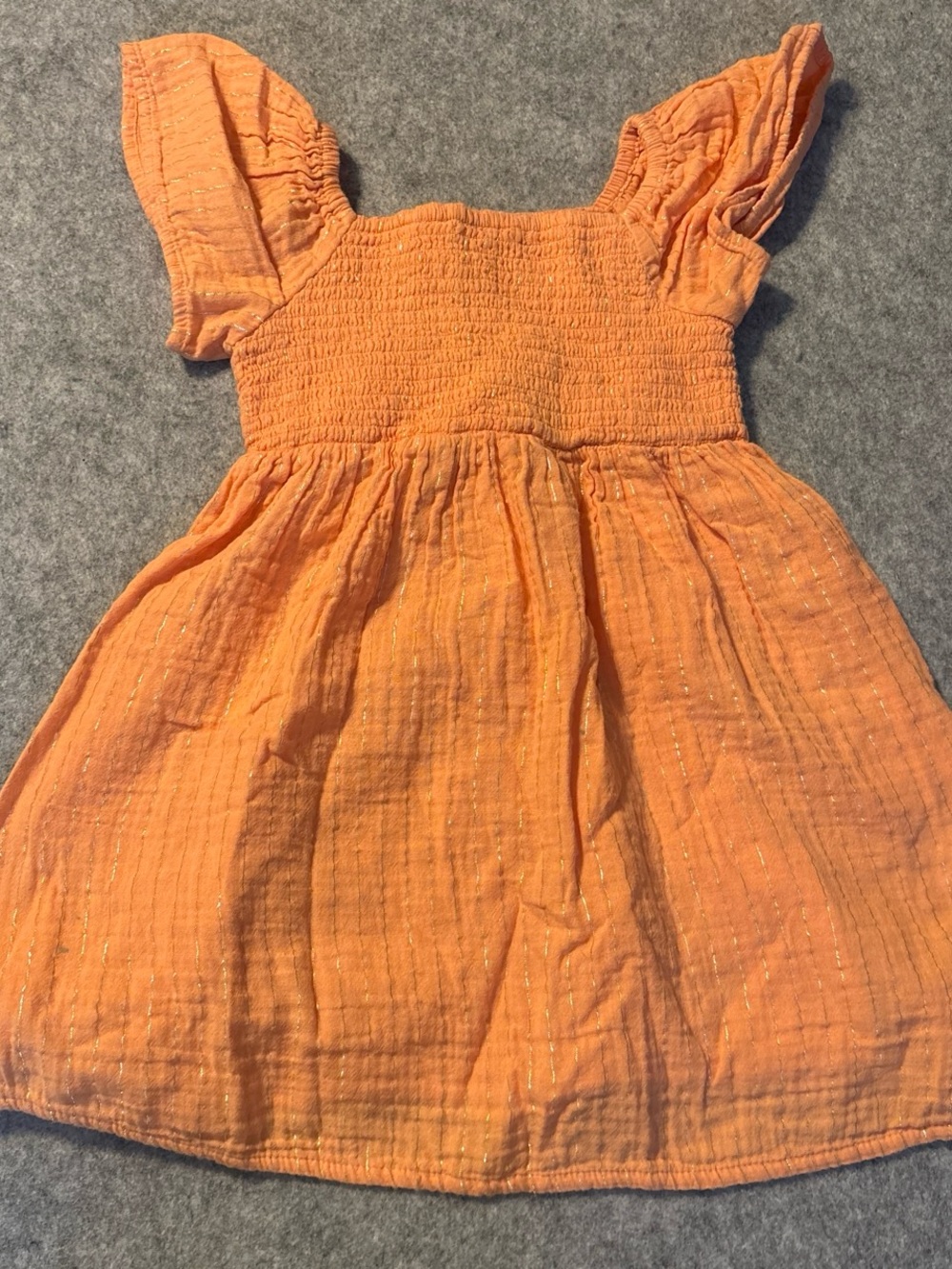 Cat & Jack Orange Smocked Flutter Sleeve Dress